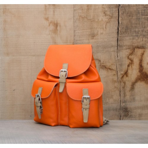 SAC A DOS CUIR ORANGE | Font-Romeu 